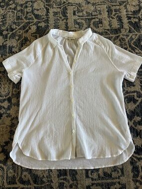Madewell White Textured Short Sleeve Button-Front Shirt
